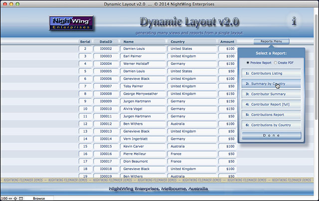 Dynamic Layout v2.0 demo for FileMaker Pro 13 and later