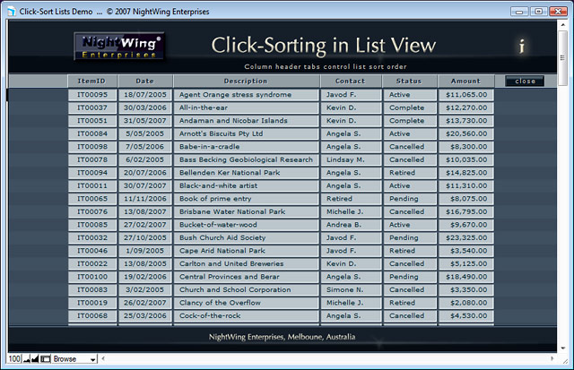 Click Sort Lists demo for FileMaker Pro