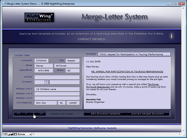 Merge Letter System for FileMaker Pro
