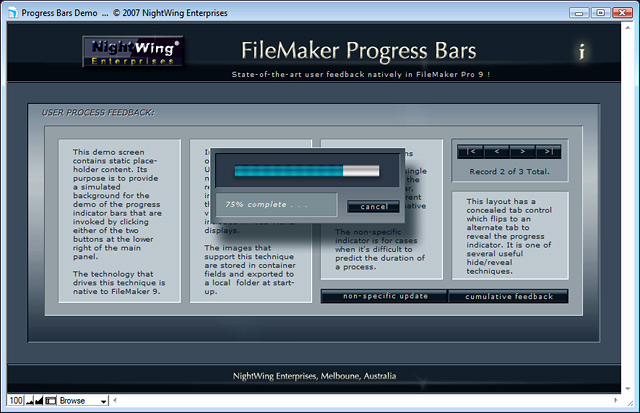Progress Bars demo for FileMaker Pro