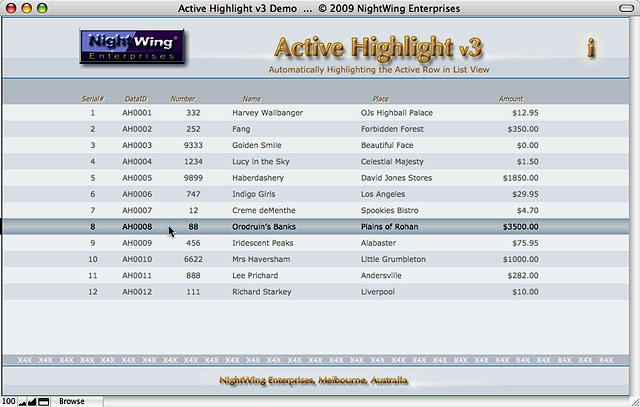 Active Highlight (v3) demo for FileMaker Pro