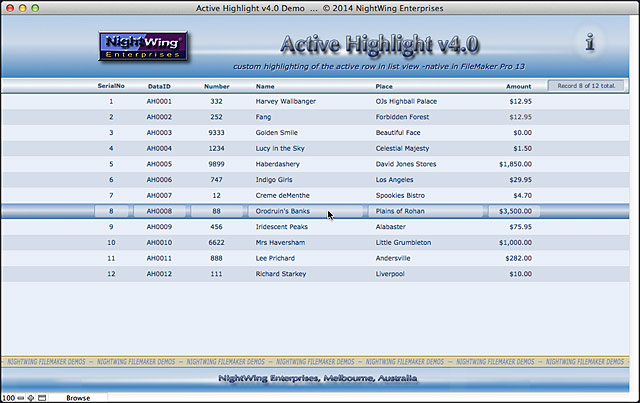 Active Highlight v4.0 demo for FileMaker Pro 13 and later