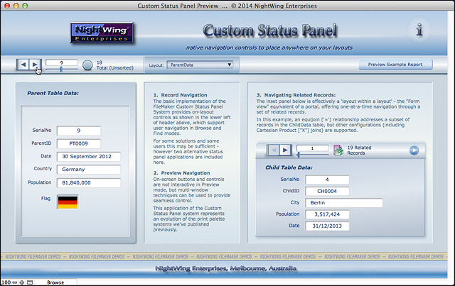 Custom Status Panel preview for FileMaker Pro 13 and later